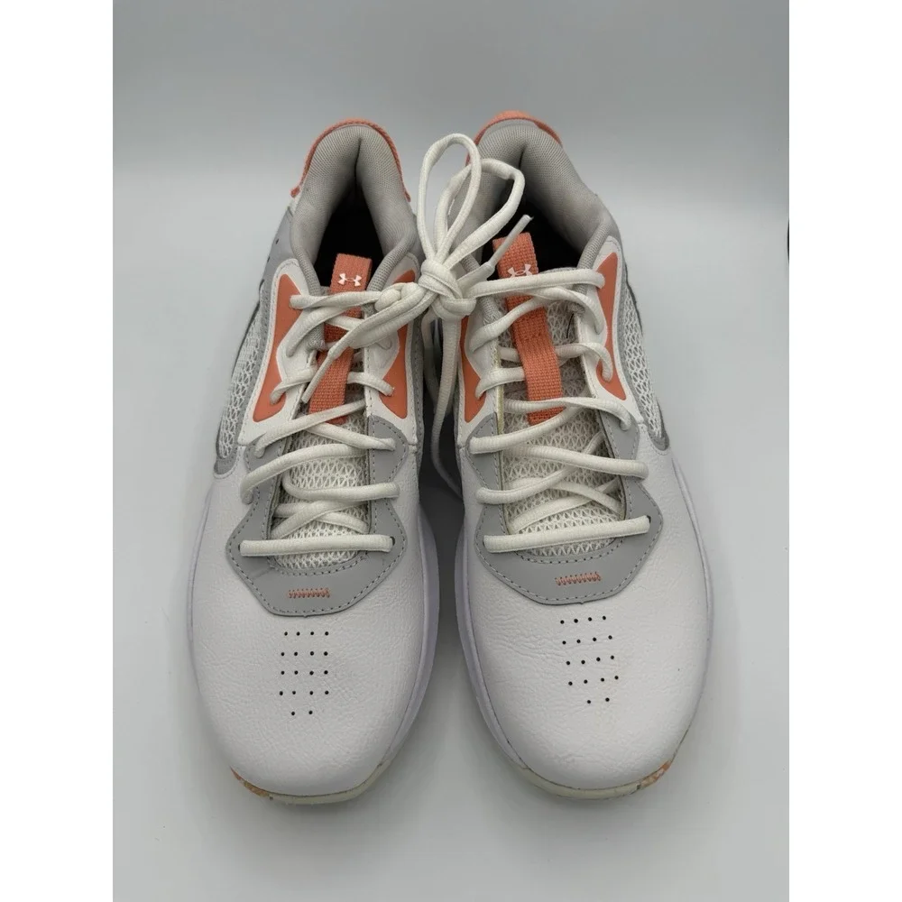 Underarmour Size M 9 W 10.5 Lockdown 6‎ Basketball Shoes Unisex White Peach